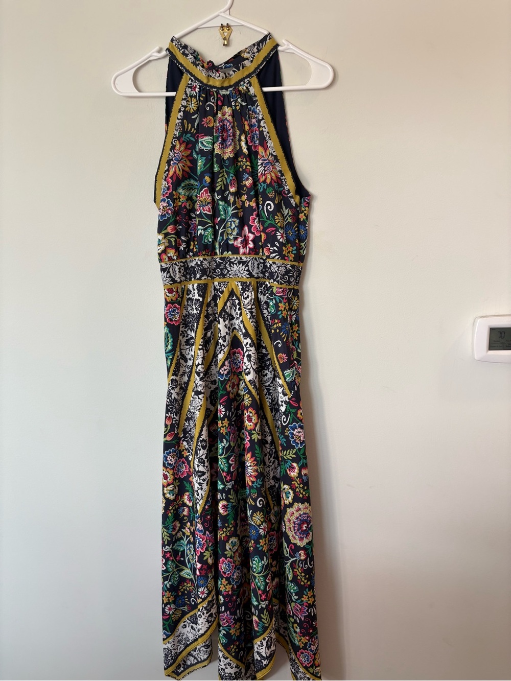 Eliza J navy Floral Halter Maxi with handkerchief hem - Picture 4 of 15